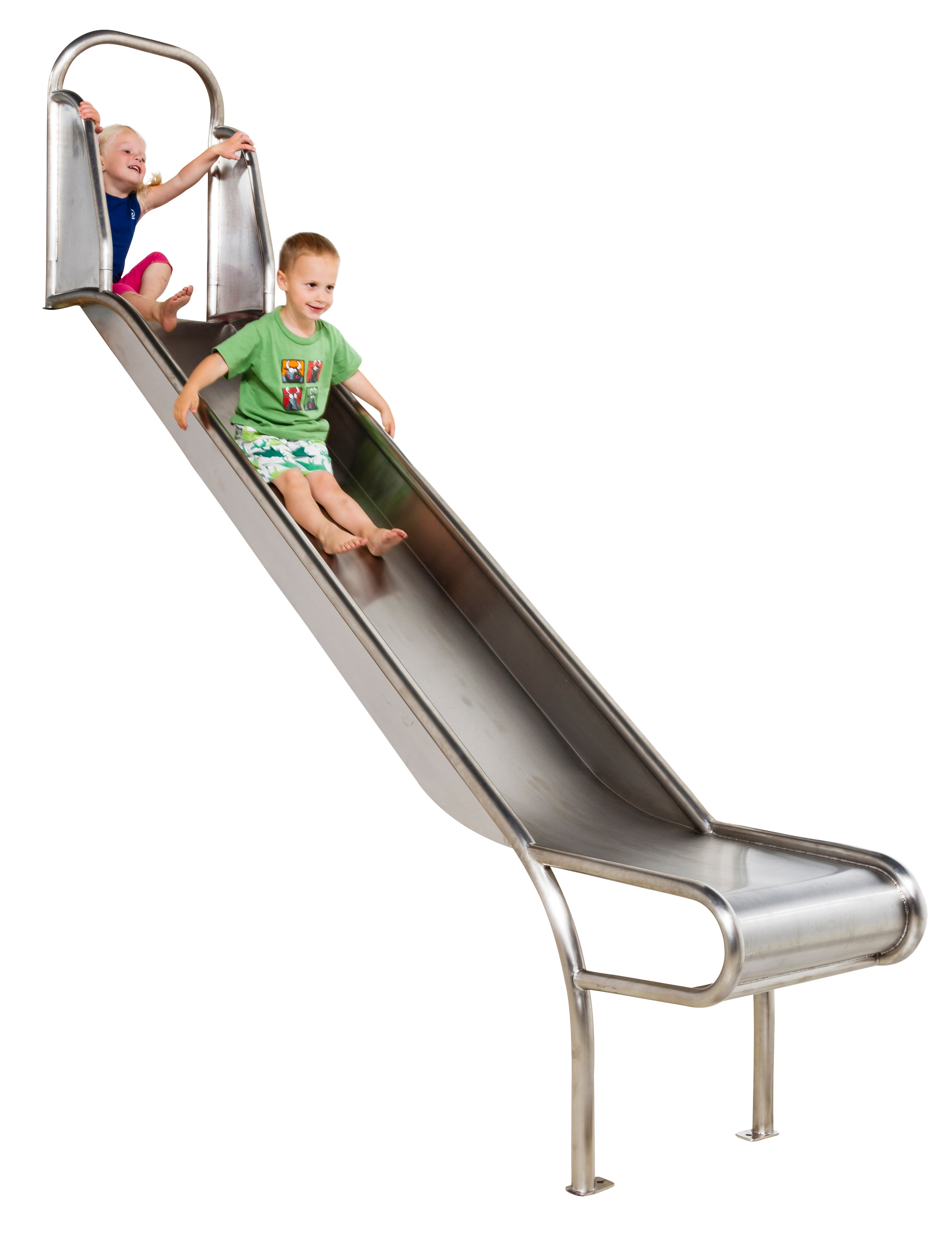 Edelstahlrutsche Kinder auf einer Edelstahlrutsche